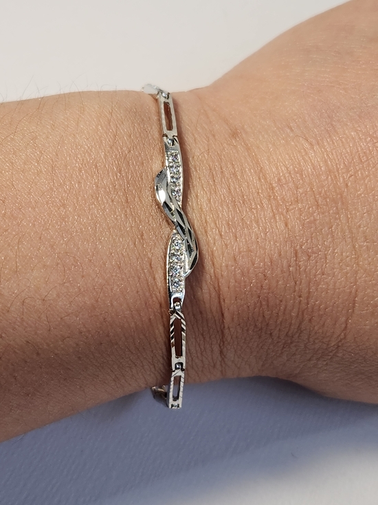 Estate Jewelry - Genuine Diamond Accents Infinity Bracelet 7” 925 90s Tennis Bracelet VTG